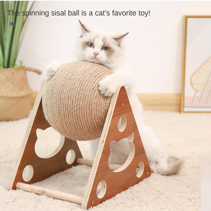 Wooden cat scratching ball cat sharpening claw hand sword rope cat climbing frame cat scratching post scratching cat toy