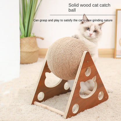 Wooden cat scratching ball cat sharpening claw hand sword rope cat climbing frame cat scratching post scratching cat toy