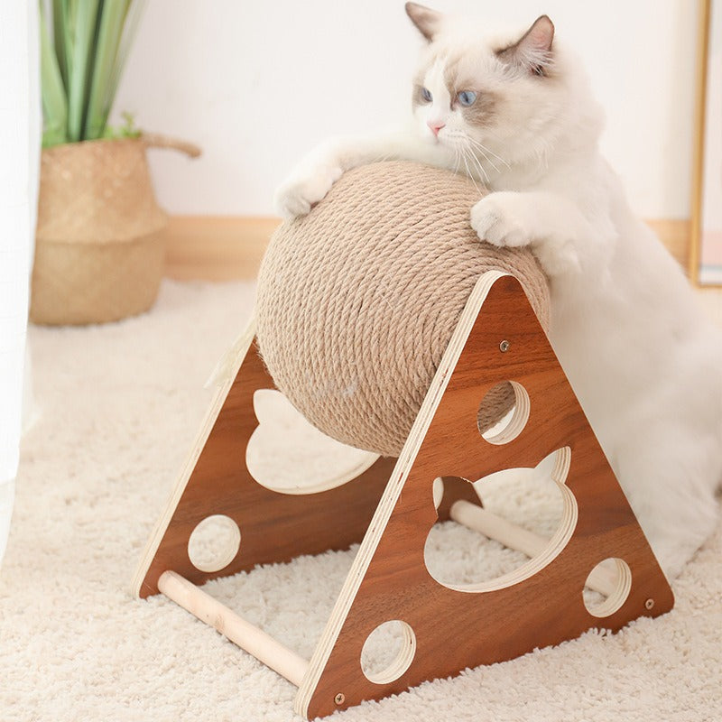 Wooden cat scratching ball cat sharpening claw hand sword rope cat climbing frame cat scratching post scratching cat toy