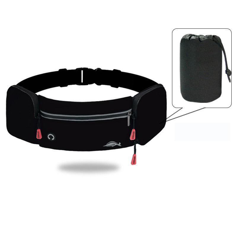 Ceinture de course ultra fine pour hommes et femmes, sac de taille de fitness, sac de taille de sport pour support Apple iPhone, course à pied, cyclisme, camping, gym, ceinture de course (gris foncé + bouteille d'eau) 