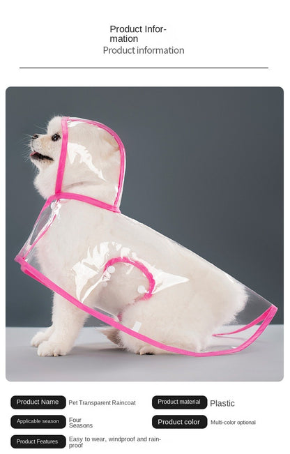 Pet supplies dog raincoat Teddy small and medium-sized dog new transparent plastic fashion poncho pet rain raincoat